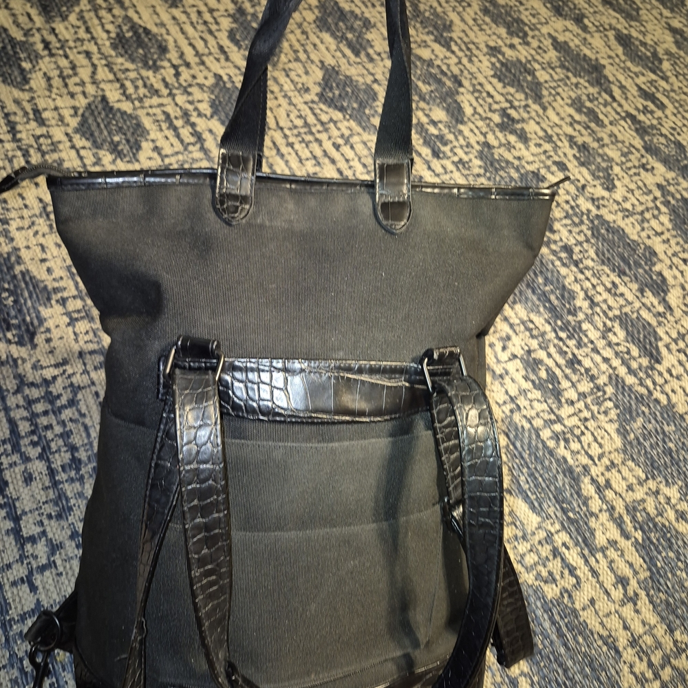 BEIS Black Backpack Bag Convertable with Textured  Handle